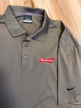 Nike Golf Dri-Fit Budweiser Beer Shirt Polo Brown XXL Short Sleeve Performance